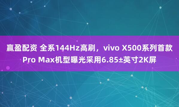 赢盈配资 全系144Hz高刷，vivo X500系列首款Pro Max机型曝光采用6.85±英寸2K屏